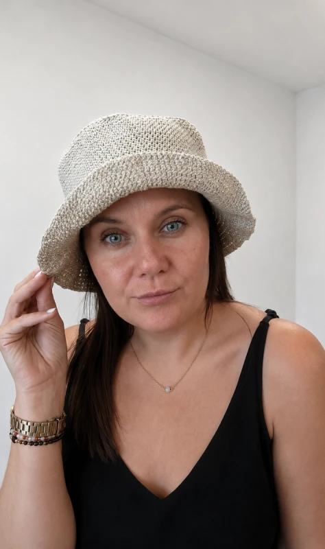 Bucket Hat lniano-bawełniany