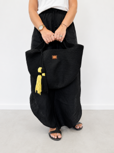 Torba shopper czarna sznurek