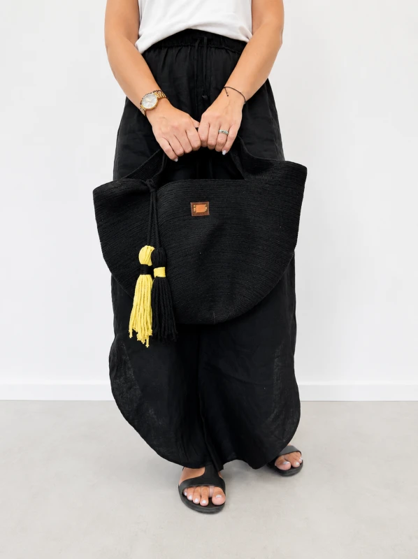 Torba shopper czarna sznurek