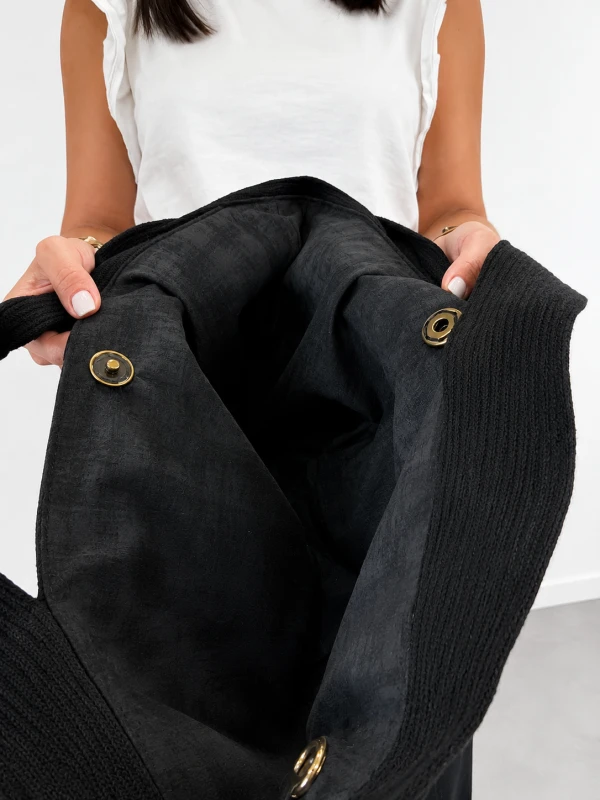 Torba shopper czarna sznurek