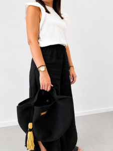Torba shopper czarna sznurek
