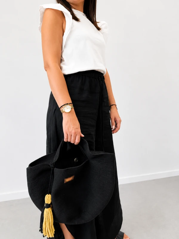Torba shopper czarna sznurek