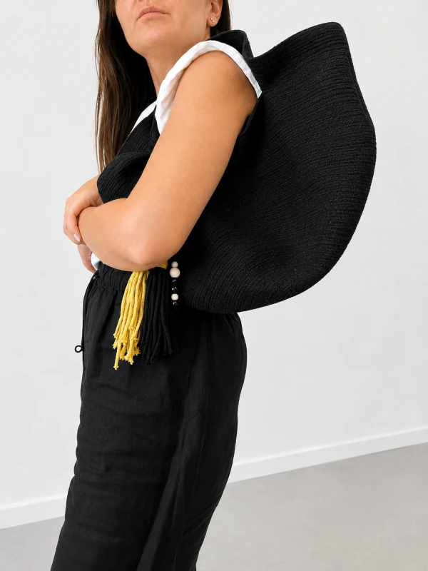 Torba shopper czarna sznurek