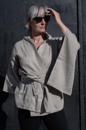 Lniane Kimono damskie - KRÓTKIE, naturalne