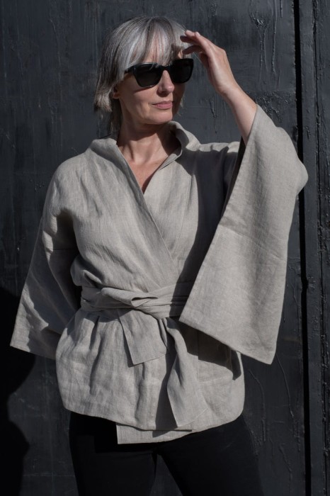 Lniane Kimono damskie - KRÓTKIE, naturalne