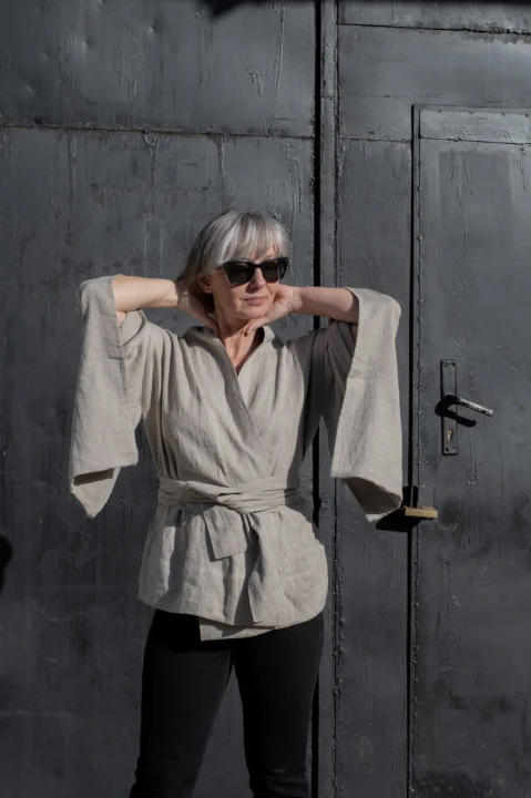 Lniane Kimono damskie - KRÓTKIE, naturalne