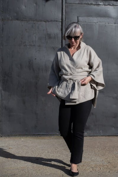 Lniane Kimono damskie - KRÓTKIE, naturalne