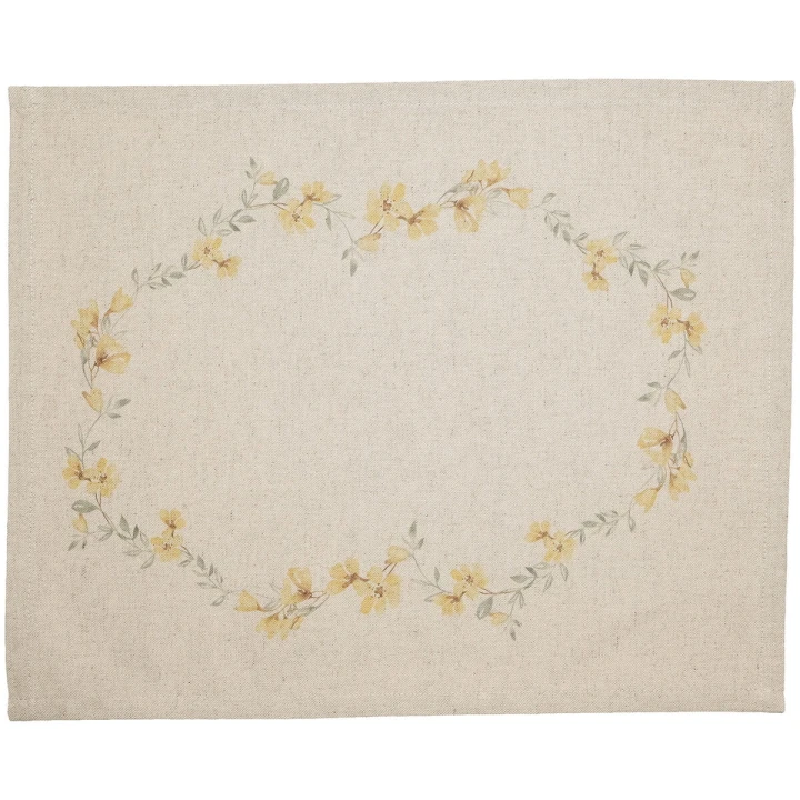 Lniano - Bawełniana PODKŁADKA Pod Talerz - wzór ŻÓŁTE KWIATKI 35 x 45